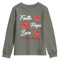 Faith Hope Love HIV AIDS Awareness Butterfly Gift Youth Sweatshirt - Wonder Print Shop