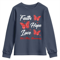 Faith Hope Love HIV AIDS Awareness Butterfly Gift Youth Sweatshirt - Wonder Print Shop