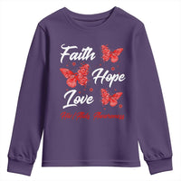 Faith Hope Love HIV AIDS Awareness Butterfly Gift Youth Sweatshirt - Wonder Print Shop