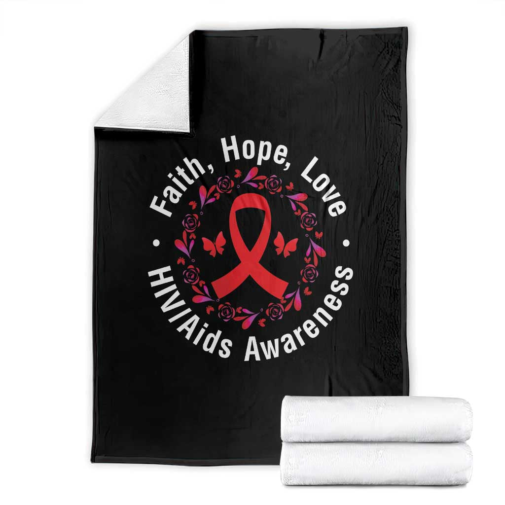 HIV Awareness Empowerment Gift Throw Blanket Faith Hope Love - Wonder Print Shop