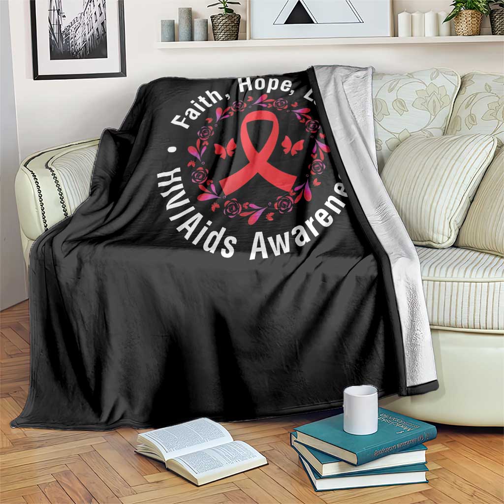 HIV Awareness Empowerment Gift Throw Blanket Faith Hope Love - Wonder Print Shop