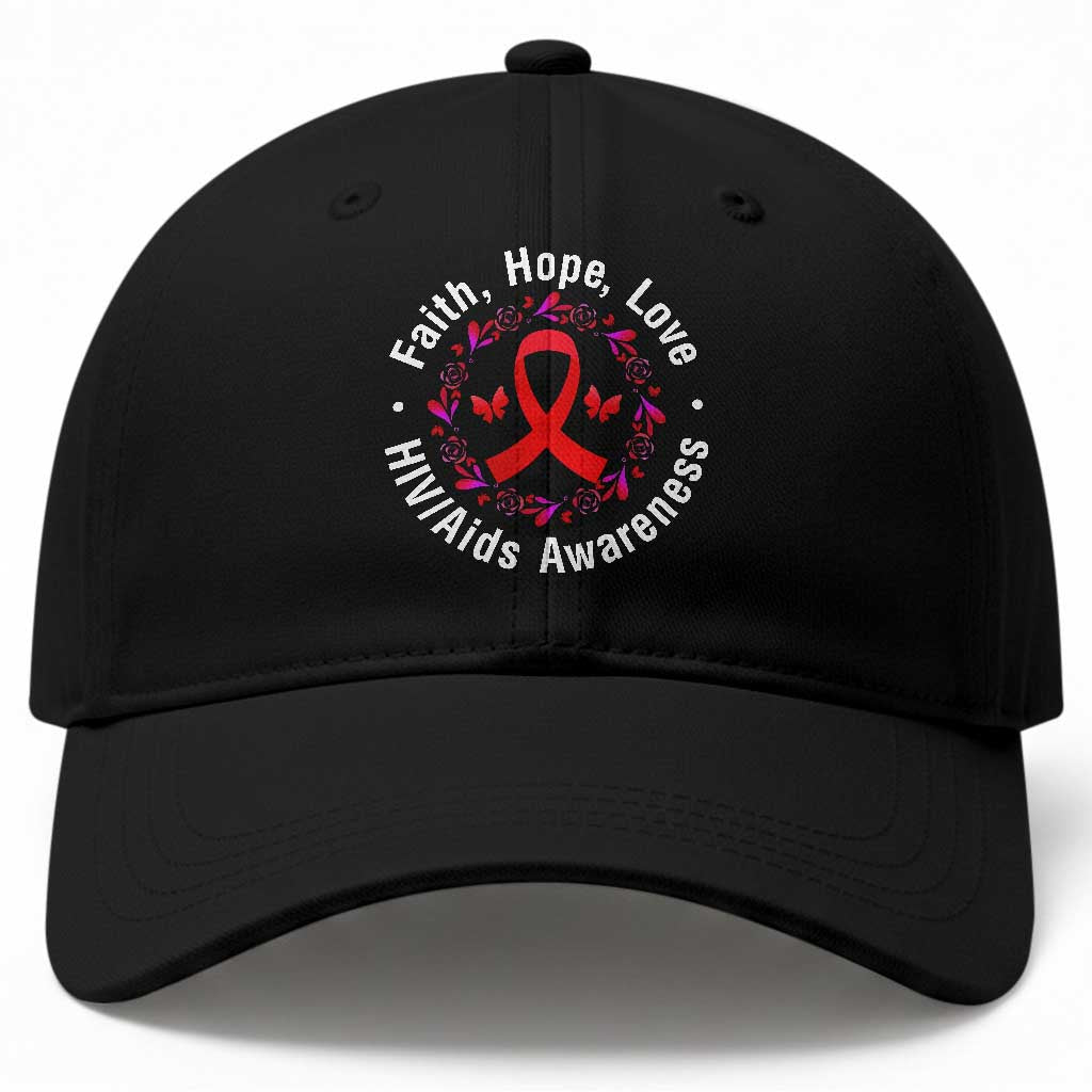 HIV Awareness Empowerment Gift Baseball Cap Faith Hope Love
