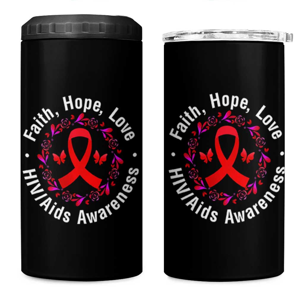 HIV Awareness Empowerment Gift 4 in 1 Can Cooler Tumbler Faith Hope Love - Wonder Print Shop