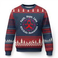 HIV Awareness Empowerment Gift Ugly Christmas Sweater Faith Hope Love - Wonder Print Shop