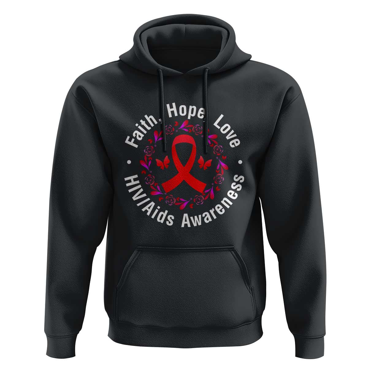 HIV Awareness Empowerment Gift Hoodie Faith Hope Love - Wonder Print Shop