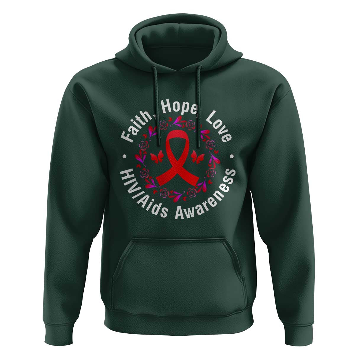 HIV Awareness Empowerment Gift Hoodie Faith Hope Love - Wonder Print Shop