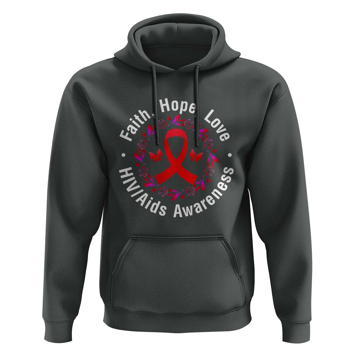 HIV Awareness Empowerment Gift Hoodie Faith Hope Love - Wonder Print Shop