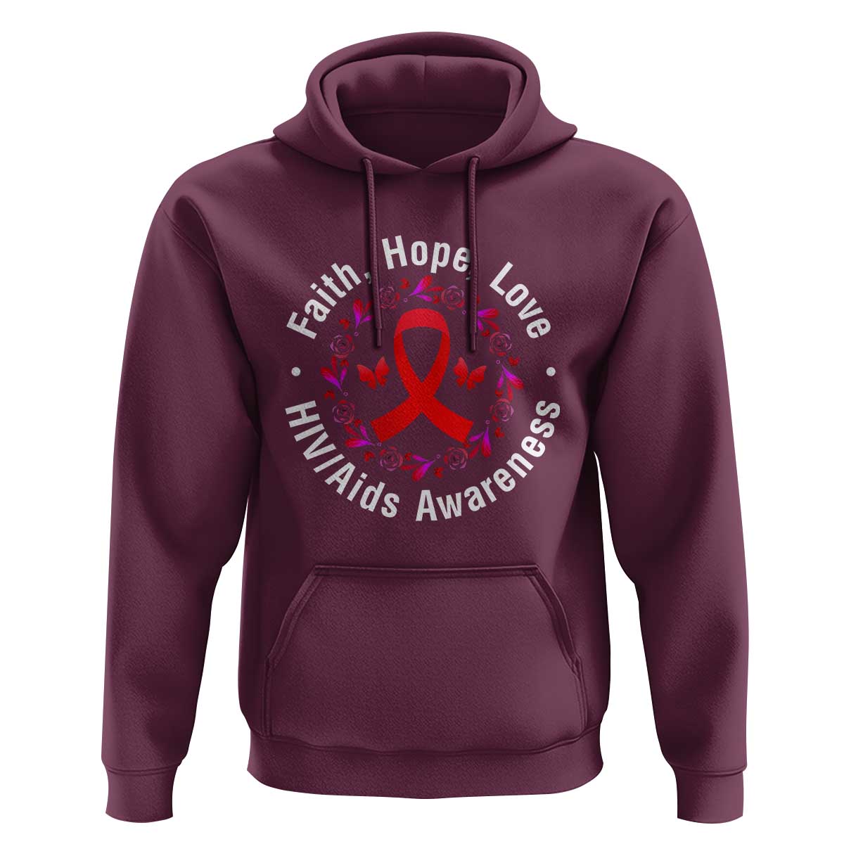 HIV Awareness Empowerment Gift Hoodie Faith Hope Love - Wonder Print Shop