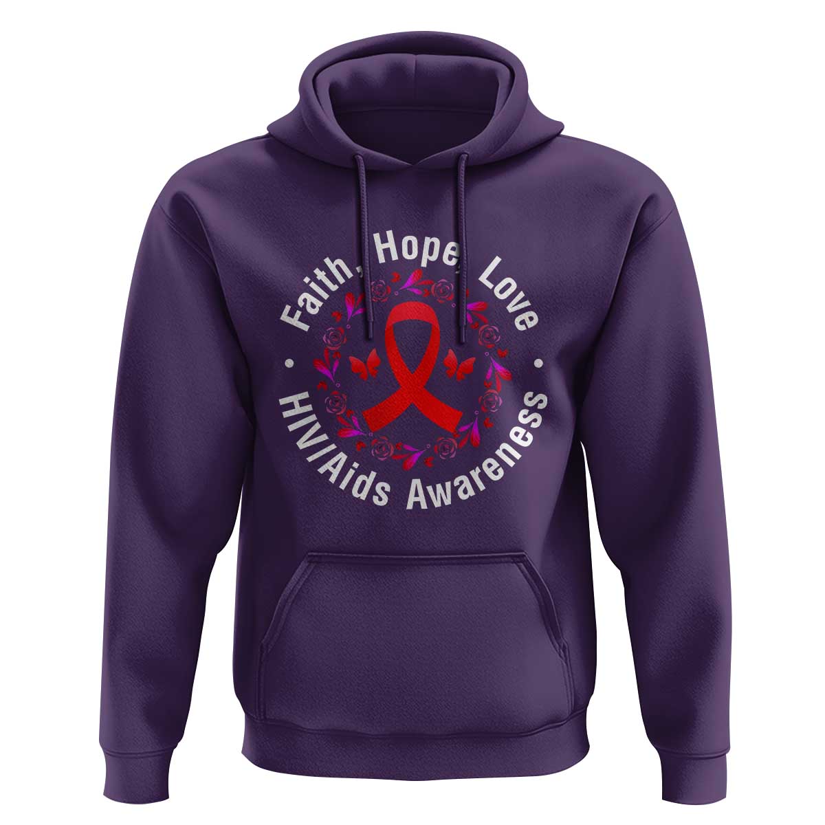 HIV Awareness Empowerment Gift Hoodie Faith Hope Love - Wonder Print Shop