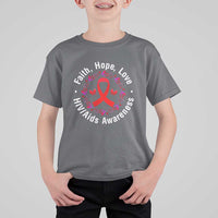 HIV Awareness Empowerment Gift T Shirt For Kid Faith Hope Love - Wonder Print Shop