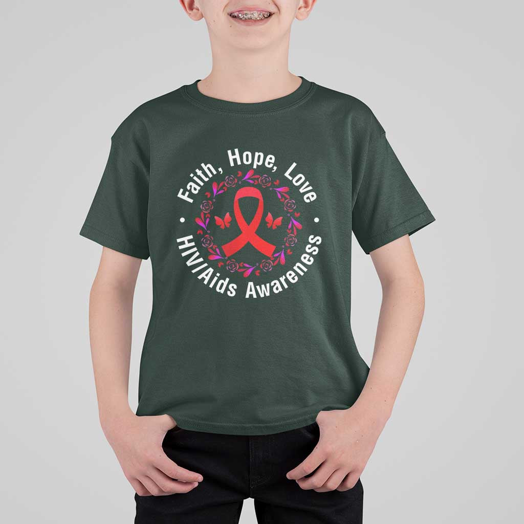 HIV Awareness Empowerment Gift T Shirt For Kid Faith Hope Love - Wonder Print Shop