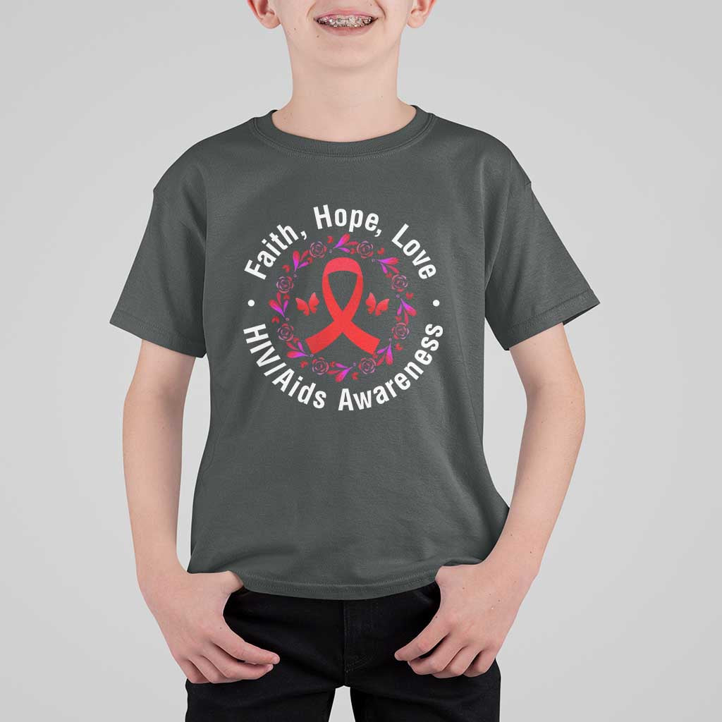 HIV Awareness Empowerment Gift T Shirt For Kid Faith Hope Love - Wonder Print Shop
