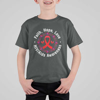 HIV Awareness Empowerment Gift T Shirt For Kid Faith Hope Love - Wonder Print Shop