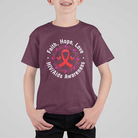 HIV Awareness Empowerment Gift T Shirt For Kid Faith Hope Love - Wonder Print Shop