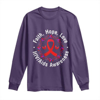 HIV Awareness Empowerment Gift Long Sleeve Shirt Faith Hope Love - Wonder Print Shop