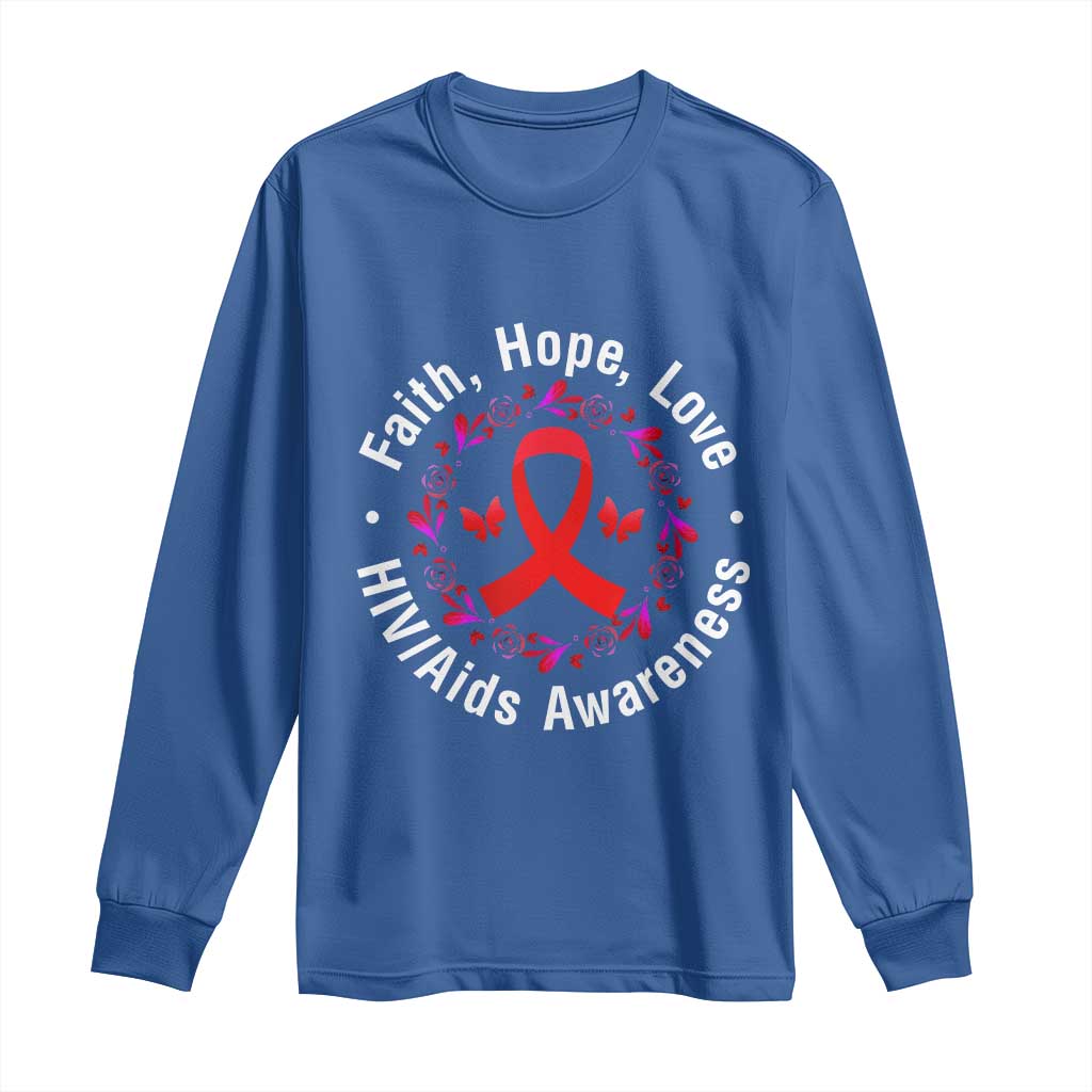 HIV Awareness Empowerment Gift Long Sleeve Shirt Faith Hope Love - Wonder Print Shop