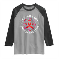 HIV Awareness Empowerment Gift Raglan Shirt Faith Hope Love - Wonder Print Shop