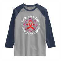 HIV Awareness Empowerment Gift Raglan Shirt Faith Hope Love - Wonder Print Shop