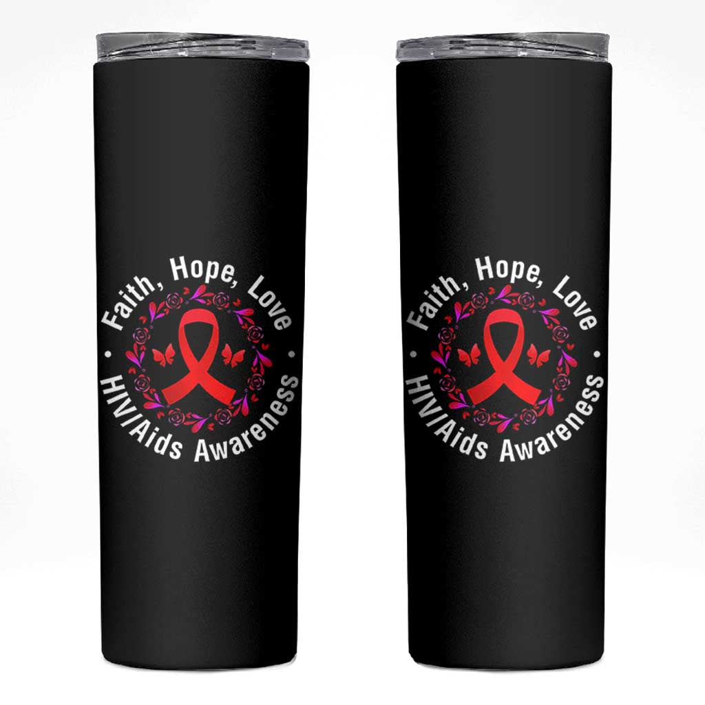 HIV Awareness Empowerment Gift Skinny Tumbler Faith Hope Love - Wonder Print Shop