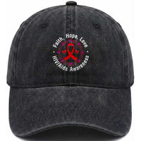HIV Awareness Empowerment Gift Washed Cotton Baseball Cap Faith Hope Love