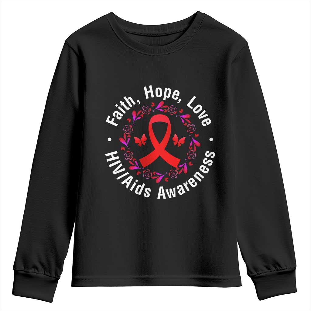 HIV Awareness Empowerment Gift Youth Sweatshirt Faith Hope Love - Wonder Print Shop