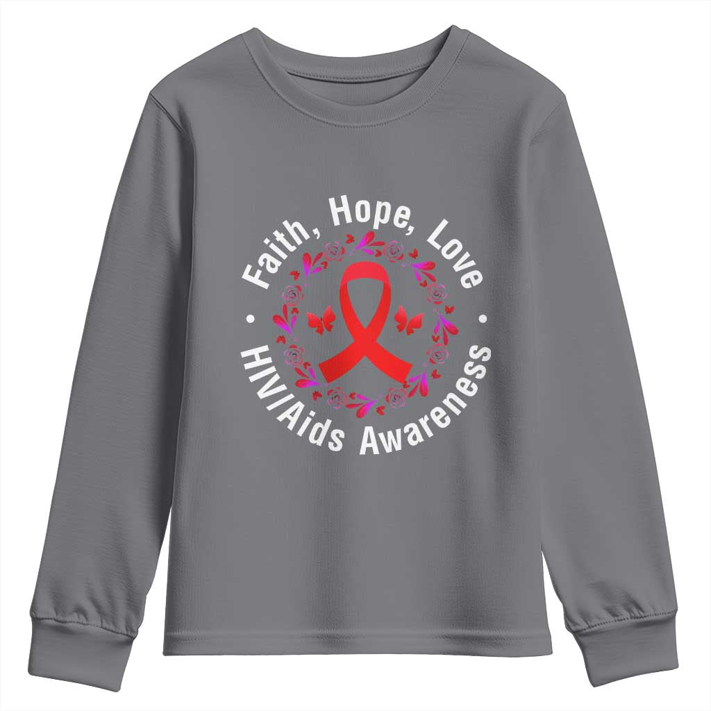 HIV Awareness Empowerment Gift Youth Sweatshirt Faith Hope Love - Wonder Print Shop
