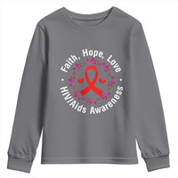 HIV Awareness Empowerment Gift Youth Sweatshirt Faith Hope Love - Wonder Print Shop