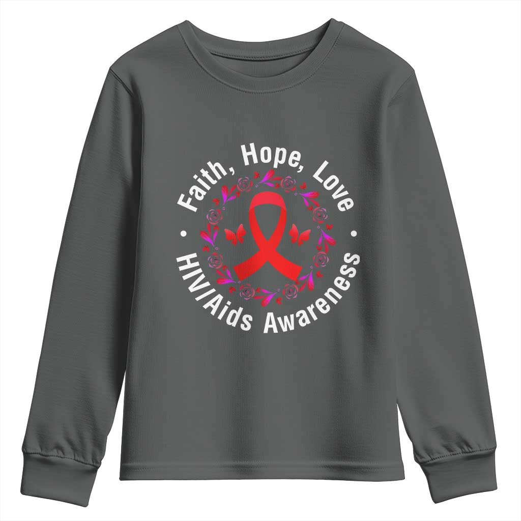 HIV Awareness Empowerment Gift Youth Sweatshirt Faith Hope Love - Wonder Print Shop