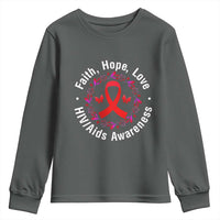HIV Awareness Empowerment Gift Youth Sweatshirt Faith Hope Love - Wonder Print Shop