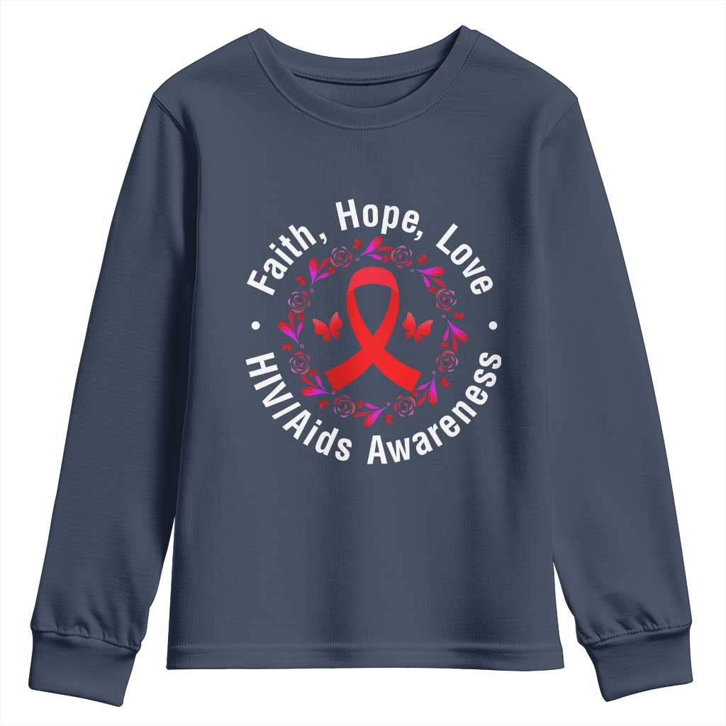 HIV Awareness Empowerment Gift Youth Sweatshirt Faith Hope Love - Wonder Print Shop