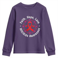 HIV Awareness Empowerment Gift Youth Sweatshirt Faith Hope Love - Wonder Print Shop