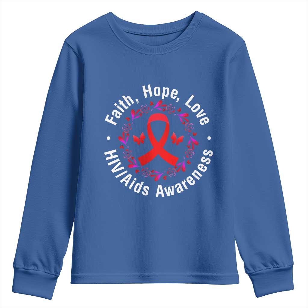 HIV Awareness Empowerment Gift Youth Sweatshirt Faith Hope Love - Wonder Print Shop