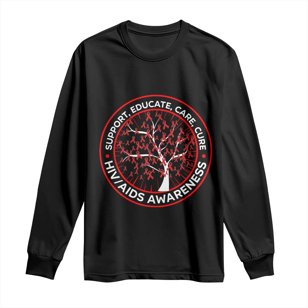 HIV AIDS Awareness Empowerment Gift Long Sleeve Shirt Support Educate Care Cure - Wonder Print Shop