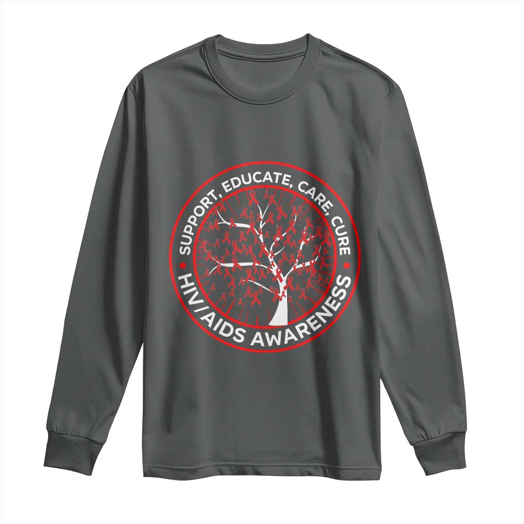 HIV AIDS Awareness Empowerment Gift Long Sleeve Shirt Support Educate Care Cure - Wonder Print Shop