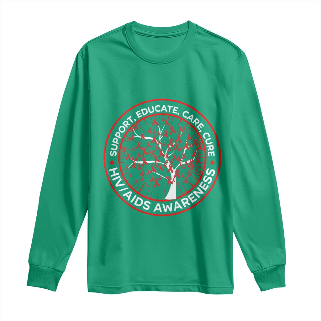 HIV AIDS Awareness Empowerment Gift Long Sleeve Shirt Support Educate Care Cure - Wonder Print Shop