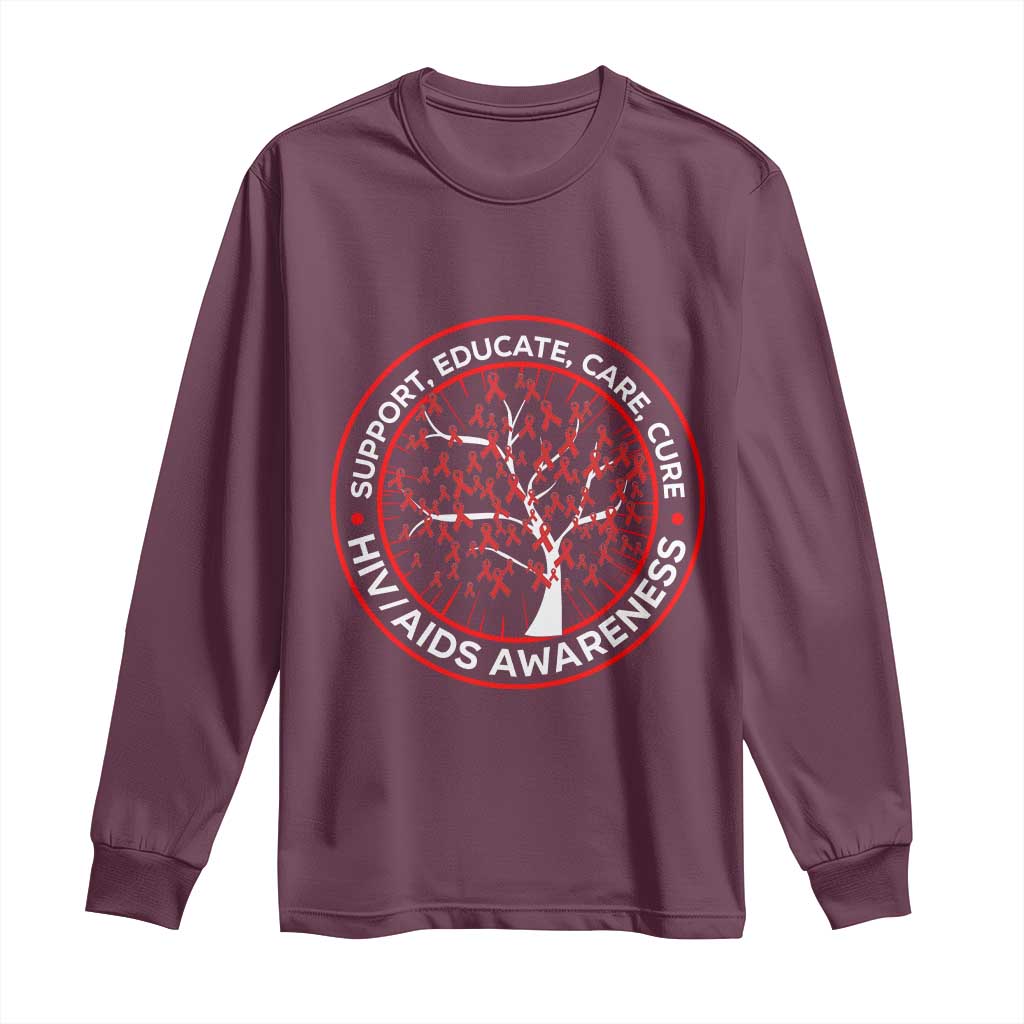 HIV AIDS Awareness Empowerment Gift Long Sleeve Shirt Support Educate Care Cure - Wonder Print Shop