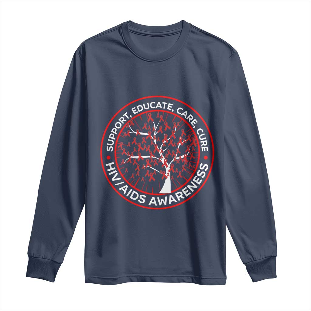 HIV AIDS Awareness Empowerment Gift Long Sleeve Shirt Support Educate Care Cure - Wonder Print Shop