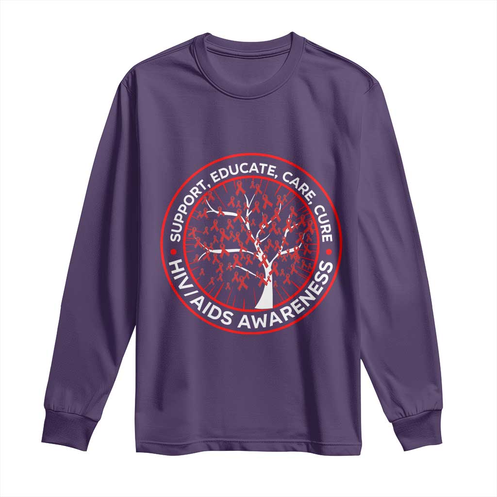 HIV AIDS Awareness Empowerment Gift Long Sleeve Shirt Support Educate Care Cure - Wonder Print Shop