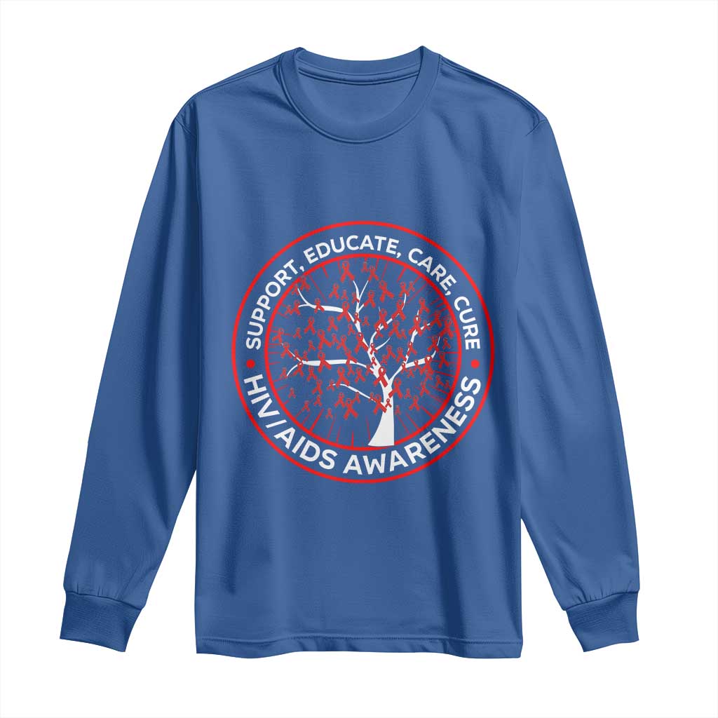 HIV AIDS Awareness Empowerment Gift Long Sleeve Shirt Support Educate Care Cure - Wonder Print Shop