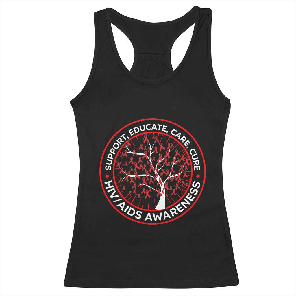 HIV AIDS Awareness Empowerment Gift Racerback Tank Top Support Educate Care Cure - Wonder Print Shop