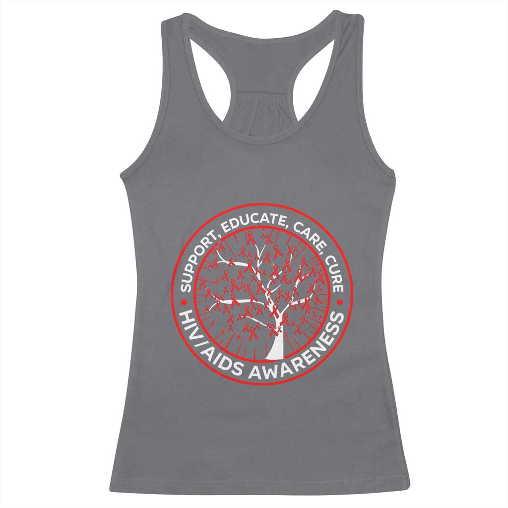 HIV AIDS Awareness Empowerment Gift Racerback Tank Top Support Educate Care Cure - Wonder Print Shop