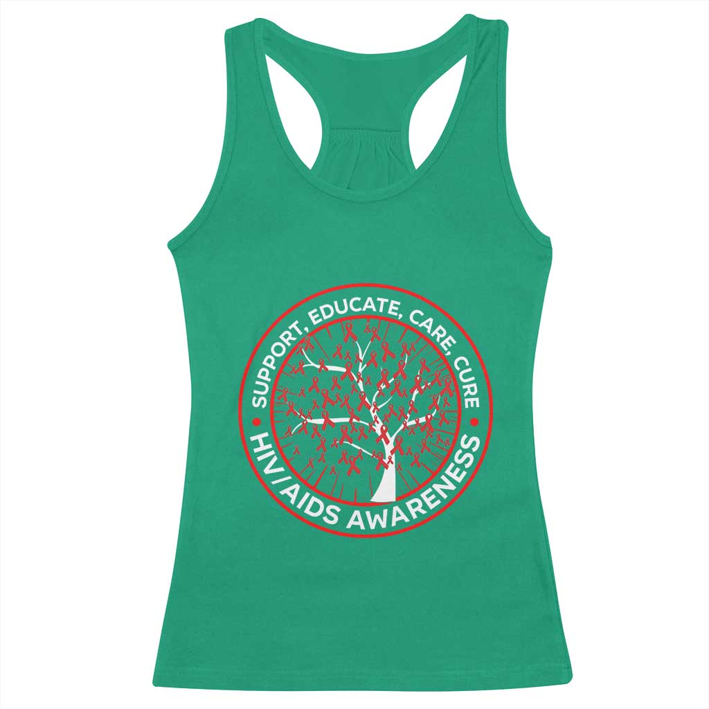 HIV AIDS Awareness Empowerment Gift Racerback Tank Top Support Educate Care Cure - Wonder Print Shop