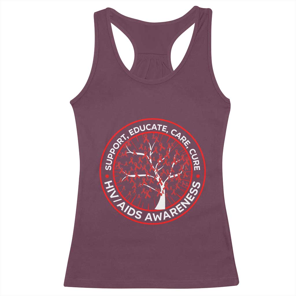 HIV AIDS Awareness Empowerment Gift Racerback Tank Top Support Educate Care Cure - Wonder Print Shop