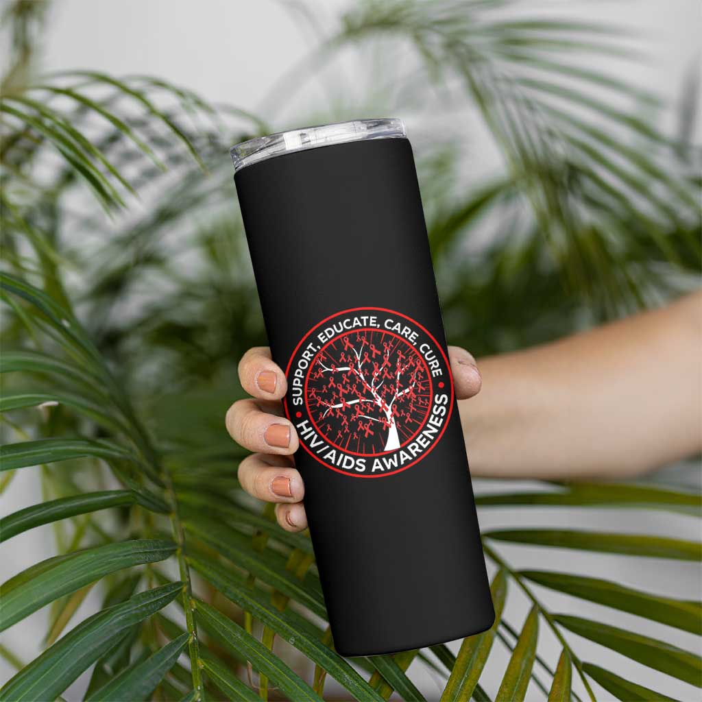 HIV AIDS Awareness Empowerment Gift Skinny Tumbler Support Educate Care Cure - Wonder Print Shop