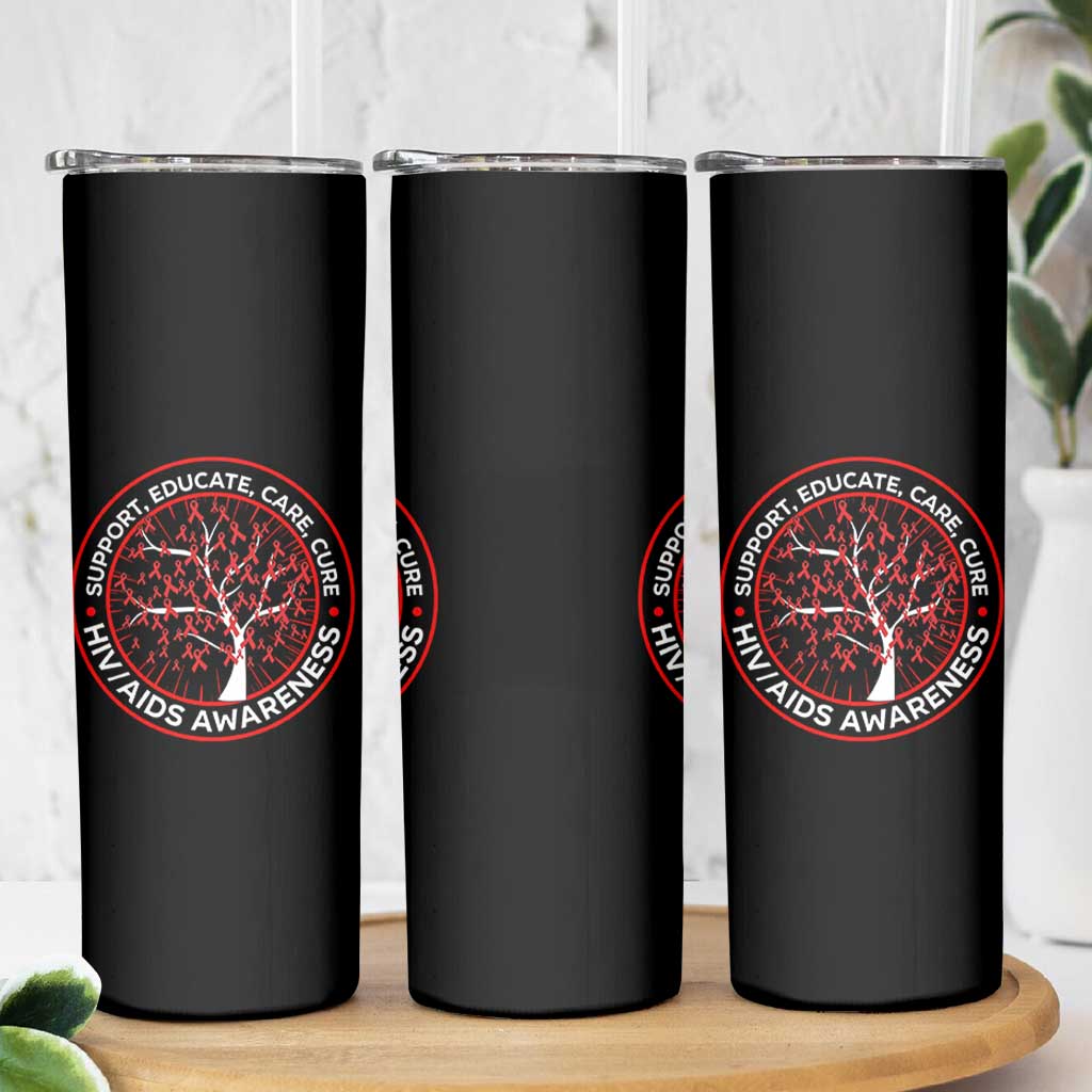HIV AIDS Awareness Empowerment Gift Skinny Tumbler Support Educate Care Cure - Wonder Print Shop