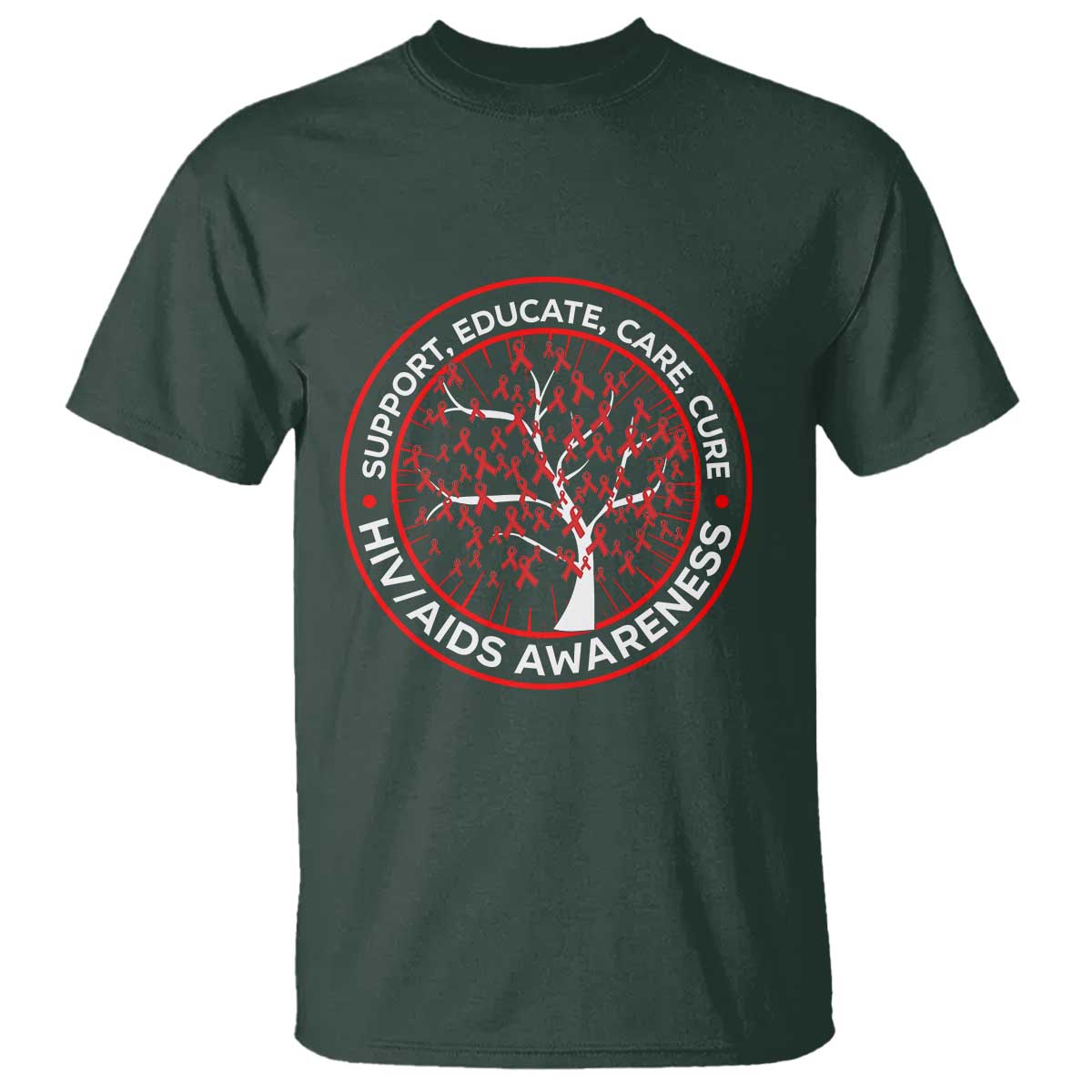 HIV AIDS Awareness Empowerment Gift T Shirt Support Educate Care Cure - Wonder Print Shop