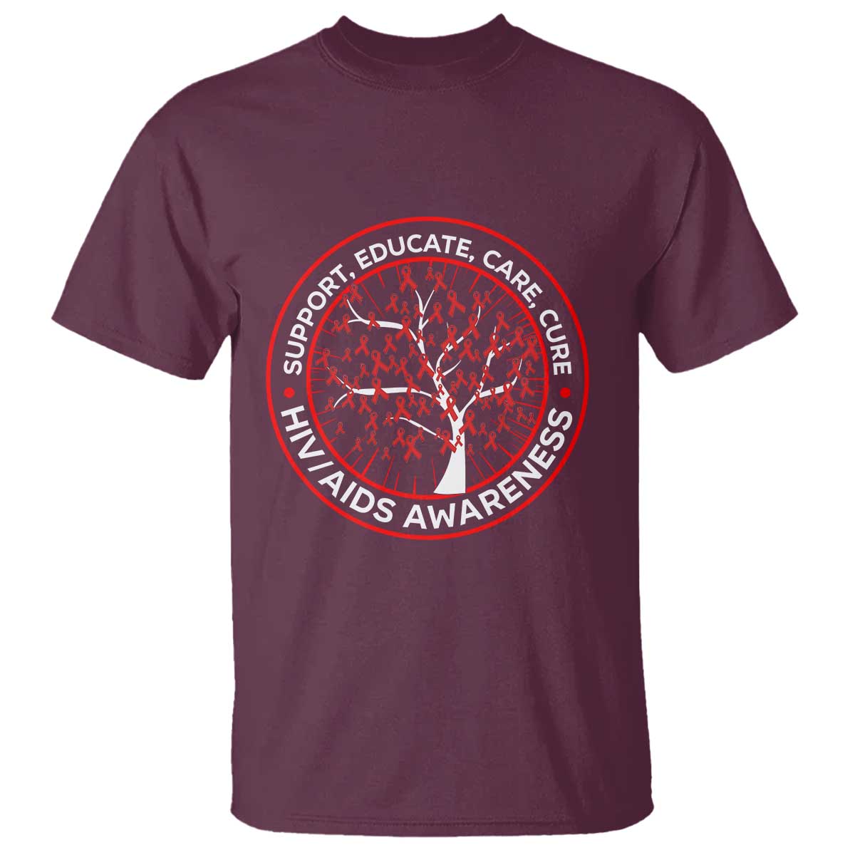 HIV AIDS Awareness Empowerment Gift T Shirt Support Educate Care Cure - Wonder Print Shop