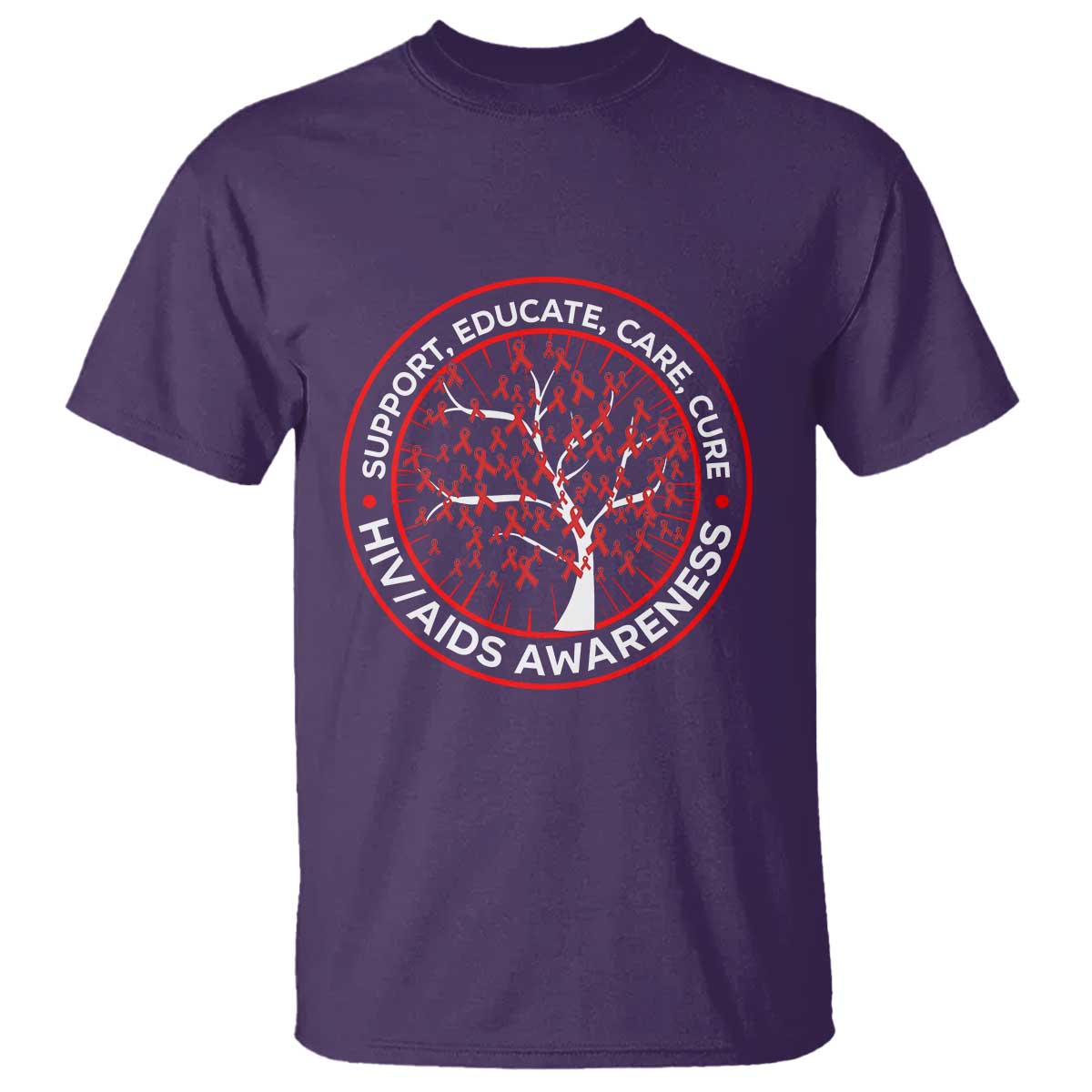 HIV AIDS Awareness Empowerment Gift T Shirt Support Educate Care Cure - Wonder Print Shop