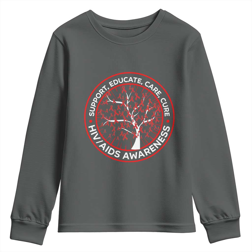 HIV AIDS Awareness Empowerment Gift Youth Sweatshirt Support Educate Care Cure - Wonder Print Shop