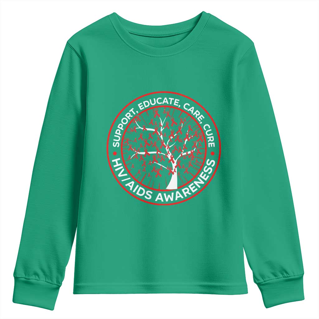 HIV AIDS Awareness Empowerment Gift Youth Sweatshirt Support Educate Care Cure - Wonder Print Shop